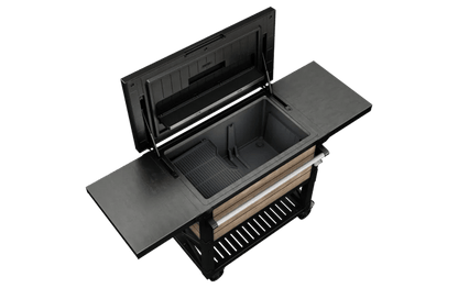 Signature Patio Cooler and Beverage Cart - Ashwood Brown