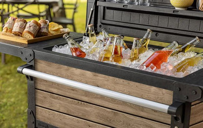 Signature Patio Cooler and Beverage Cart - Ashwood Brown