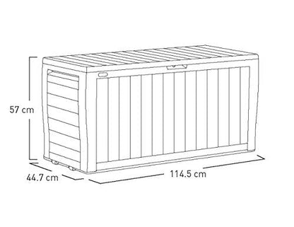Keter Marvel+ 270L Outdoor 65% recycled Garden Furniture Storage Box Graphite Wood Panel Effect | Fade Free | All Weather Resistant | Safe and Secure | Zero Maintenance | 2 year Warranty