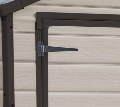 Keter Manor Outdoor Apex Double Door Garden Storage Shed 6 x 5ft Beige Brown Wood effect | Fade Free | All Weather Resistant | Safe and Secure | Zero Maintenance | 15 year Warranty