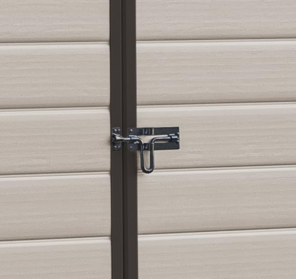 Keter Manor Outdoor Apex Double Door Garden Storage Shed 6 x 8ft Beige Brown Wood effect | Fade Free | All Weather Resistant | Safe and Secure | Zero Maintenance | 15 year Warranty