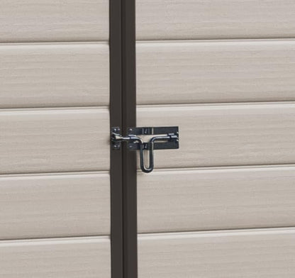 Keter Manor Outdoor Apex Double Door Garden Storage Shed 6 x 5ft Beige Brown Wood effect | Fade Free | All Weather Resistant | Safe and Secure | Zero Maintenance | 15 year Warranty
