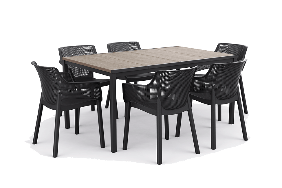 Signature Porto 160cm Table + Elisa Dining Chair, Set of 6 - Ashwood Brown