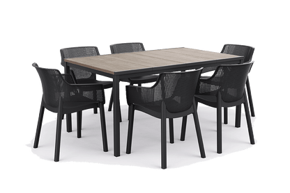 Signature Porto 160cm Table + Elisa Dining Chair, Set of 6 - Ashwood Brown