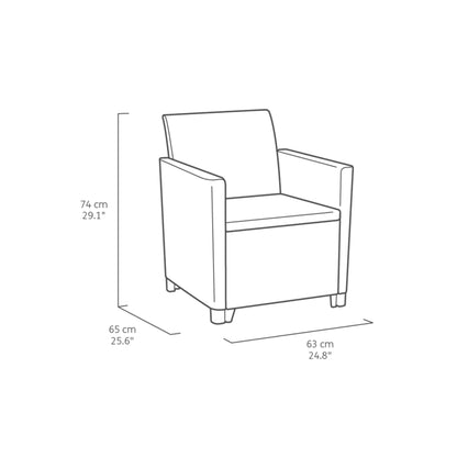 Keter Marie Outdoor Lounge Set | 2 Sofas + Vigo Storage Table + Cushions | Rattan-Effect Finish | Weatherproof Resin | 15-Min Easy Assembly | 3-Year Guarantee