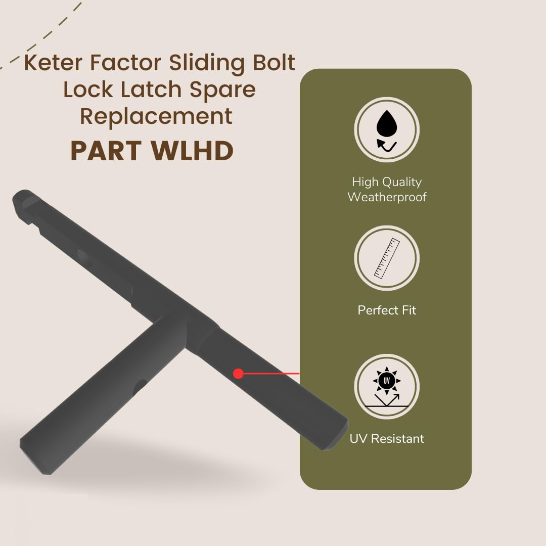 Replacement Sliding Bolt Lock Latch for Keter Store It Out WLHD, MAX Ultra, and Others, UV Resistant, Lockable by Print It Uk