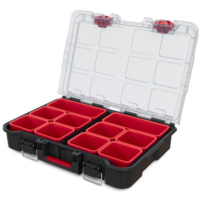 Keter Stack n' Roll Modular DIY Tool Storage System Cart with Wheels, Stackable, Lightweight, Durable, Water Resistant, Black