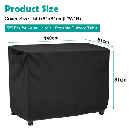Outdoor Prep Table Cover for Keter Unity XL, Windspeed 420D Outdoor Table Cover Patio Table Cover 52in for Keter Unity XL, Outdoor Table Cover Waterproof for Storage Prep Table Cover(140x61x81cm)