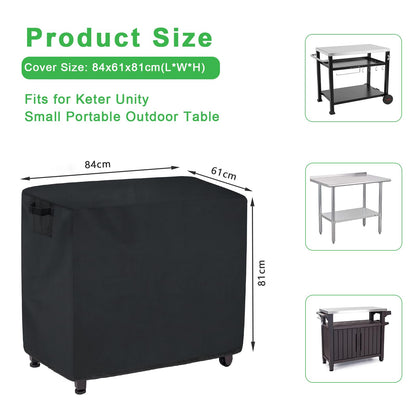 Outdoor Prep Table Cover for Keter Unity Small, Windspeed 420D Patio Table Cover for Keter Unity S, Waterproof (84x61x81cm)