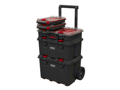 Keter Stack n' Roll Modular DIY Half Organiser, Removable Bins, Stackable, Lightweight, Durable, Water Resistant, Black