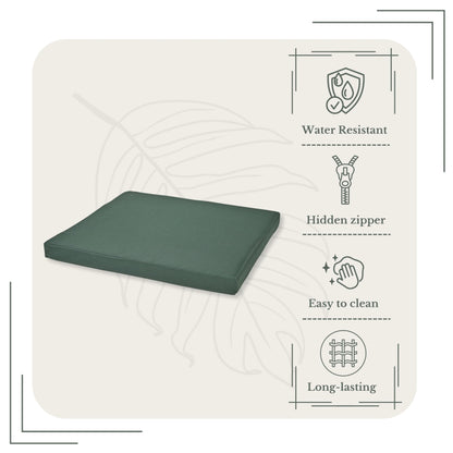Waterproof Chair Cushion For Rattan Furniture - Outdoors Seat Pads Cushion Pad For Keter CORFU - 54x50x4cm - Removable Cover, Water Resistant Material, Foam - Garden Patio Coffee Shop - Dark Green