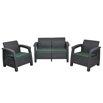 Waterproof Chair Cushion For Rattan Furniture - Outdoors Seat Pads Cushion Pad For Keter CORFU - 54x50x4cm - Removable Cover, Water Resistant Material, Foam - Garden Patio Coffee Shop - Dark Green