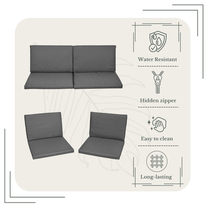 SOFTILLO Waterproof Outdoor Seat Cushions Pad for Keter Allibert Monaco - Comfy Set Cushion Pads For Patio Rattan Furniture - Removable Cover - Water Resistant Material, Foam - 8 Piece - Graphite