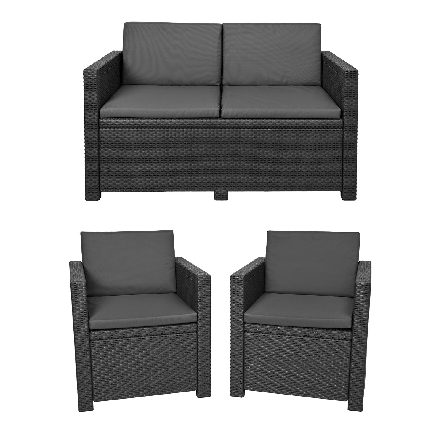 SOFTILLO Waterproof Outdoor Seat Cushions Pad for Keter Allibert Monaco - Comfy Set Cushion Pads For Patio Rattan Furniture - Removable Cover - Water Resistant Material, Foam - 8 Piece - Graphite