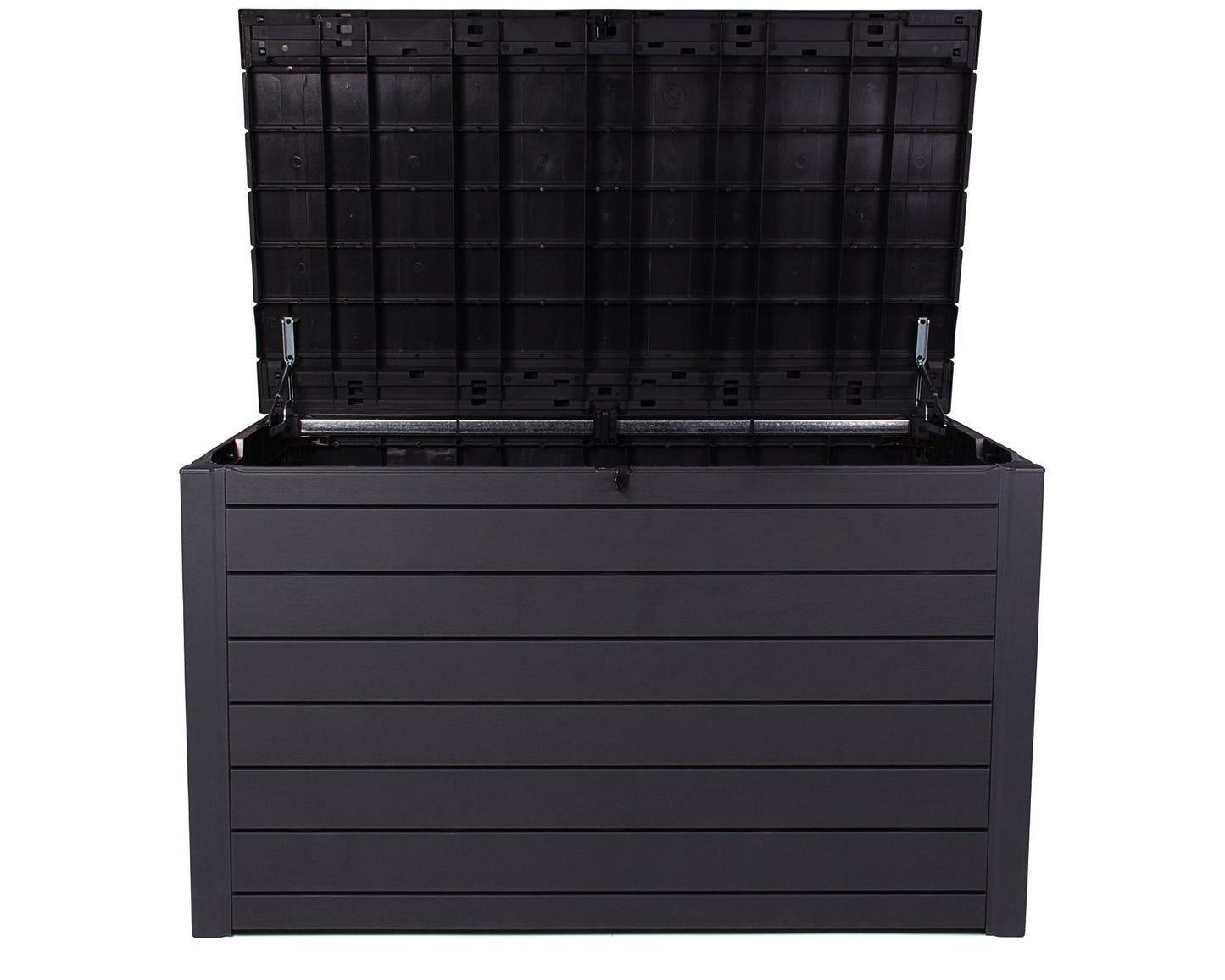 Keter Ontario XXL Cushion Box, Storage Box, Anthracite, 870 Litres, Wood Look with Gas Pressure Springs, Approx. 146 x 82 x 86 (H) cm