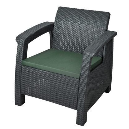 Waterproof Chair Cushion For Rattan Furniture - Outdoors Seat Pads Cushion Pad For Keter CORFU - 54x50x4cm - Removable Cover, Water Resistant Material, Foam - Garden Patio Coffee Shop - Dark Green