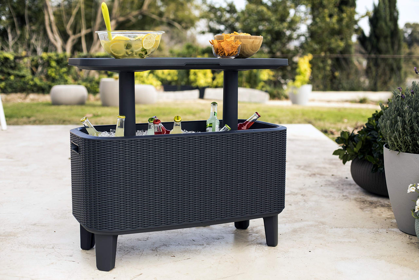 Keter Bevy BAR Cocktail Table, Polypropylene, Anthracite Grey