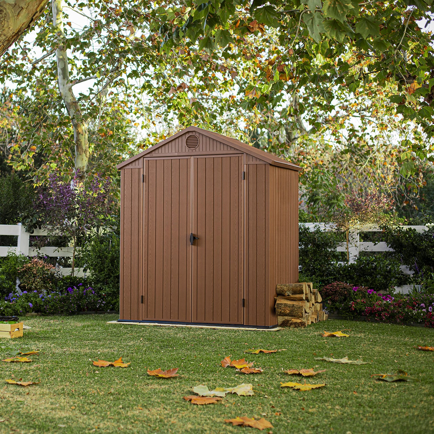 Keter Darwin Outdoor Apex Double Door Garden Storage Shed 6 X 4ft Brown Wood Look And Feel | Fade Free | All Weather Resistant | Safe And Secure | Zero Maintenance | 15 Year Warranty