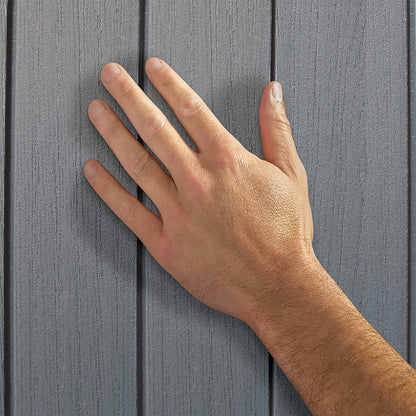 Keter Darwin Outdoor Apex Double Door Garden Storage Shed 6 x 8ft Grey Evotech+ Wood Look and Feel | Fade Free | All Weather Resistant | Safe and Secure | Zero Maintenance | 15 year Warranty