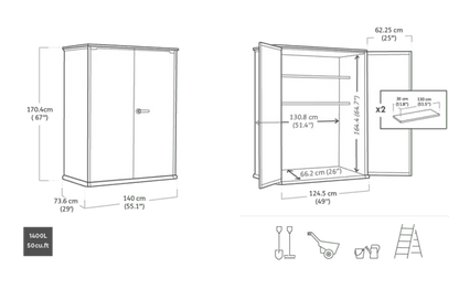 Cortina Alto 1400L Storage Cabinet - Grey