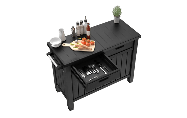 Unity Outdoor Kitchen BBQ Table and Storage Cabinet - Grey