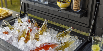 Signature Patio Cooler and Beverage Cart - Ashwood Brown