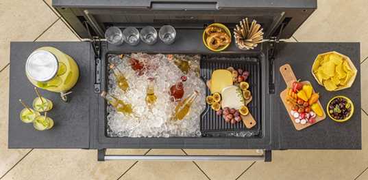 Signature Patio Cooler and Beverage Cart - Ashwood Brown