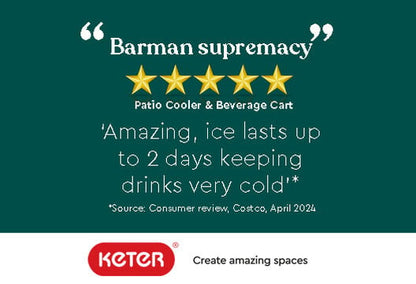 Signature Patio Cooler and Beverage Cart - Ashwood Brown