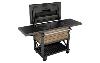 Signature Patio Cooler and Beverage Cart - Ashwood Brown